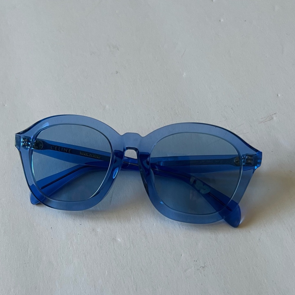 CELINE CL40017F ROUND SUNGLASSES BLUE NEW WITH CELINE CASE